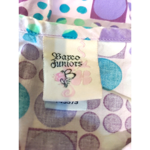Barco Juniors Women's Scrub Top Size X Large Purple Circles Dots Faded Design - Picture 4 of 6